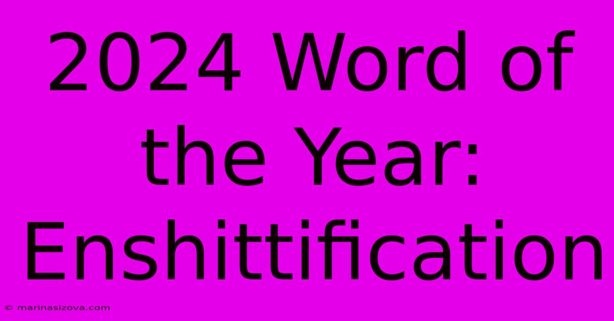 2024 Word Of The Year: Enshittification