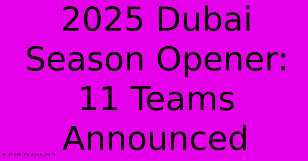 2025 Dubai Season Opener: 11 Teams Announced