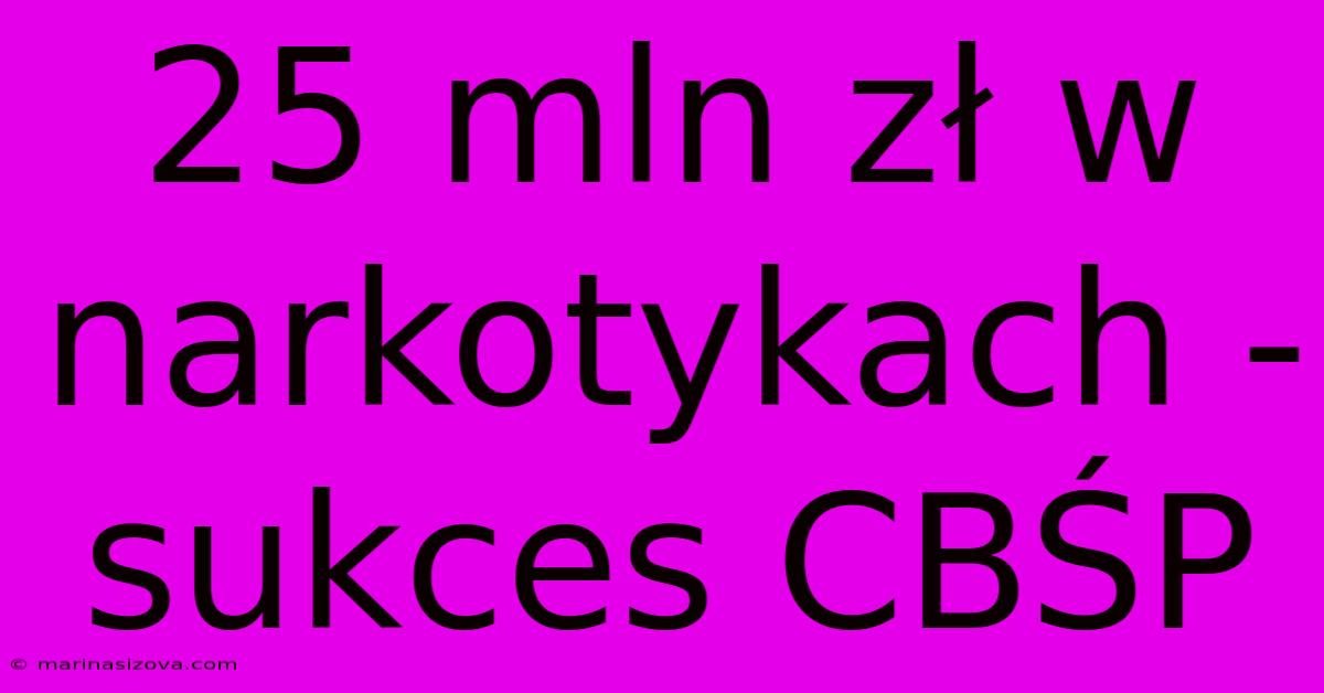 25 Mln Zł W Narkotykach - Sukces CBŚP