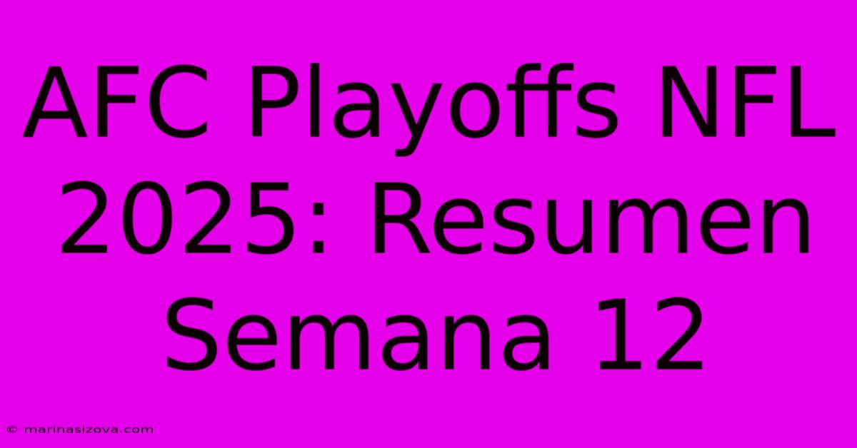 AFC Playoffs NFL 2025: Resumen Semana 12