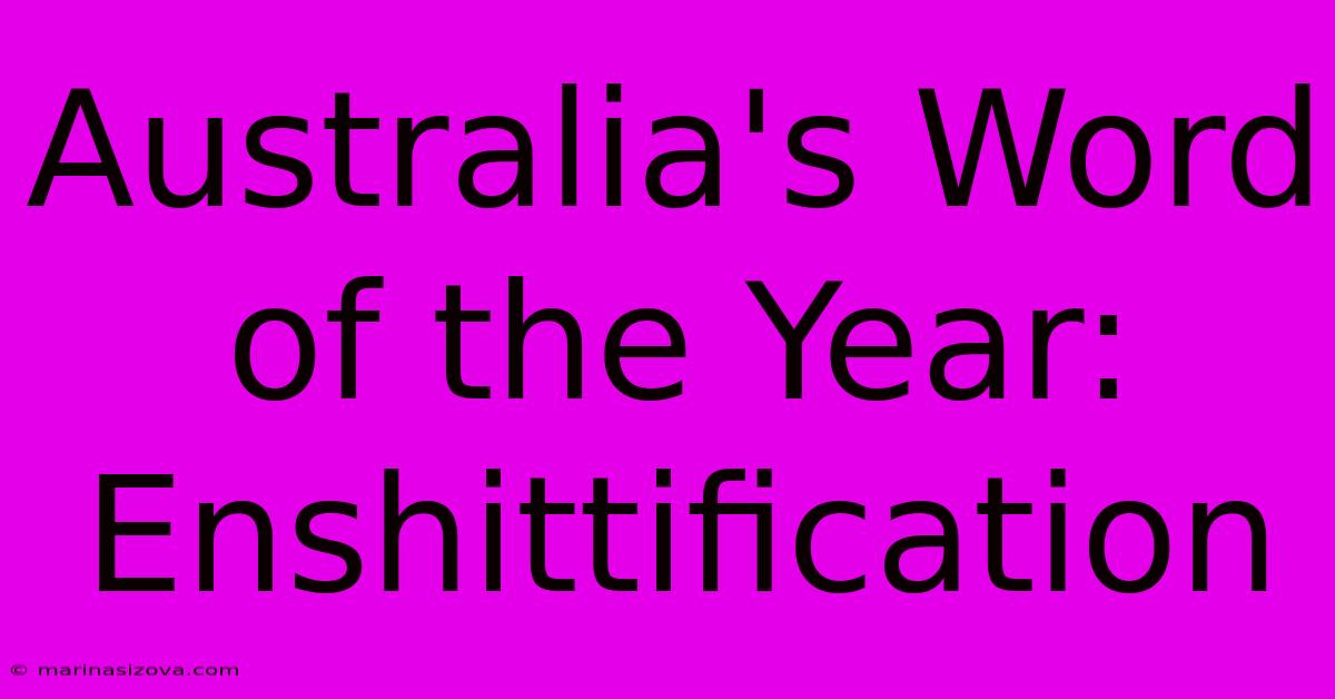 Australia's Word Of The Year: Enshittification