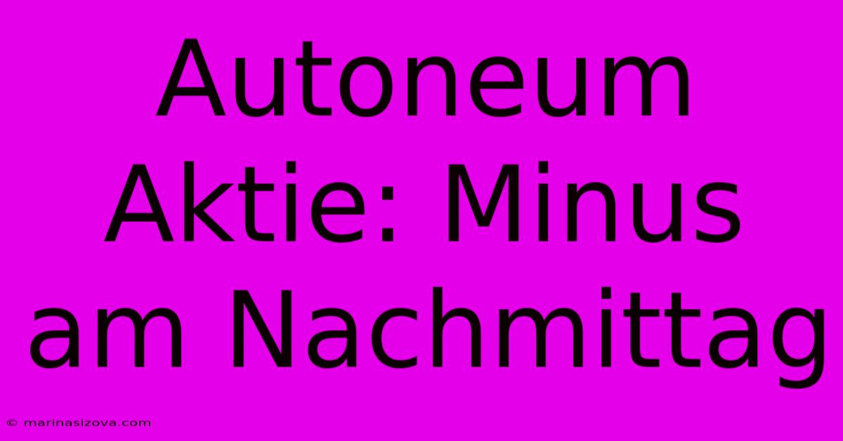 Autoneum Aktie: Minus Am Nachmittag