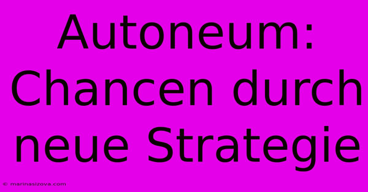 Autoneum: Chancen Durch Neue Strategie