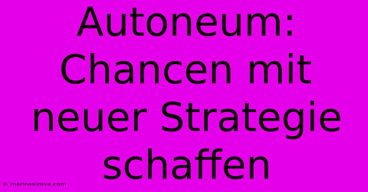 Autoneum: Chancen Mit Neuer Strategie Schaffen 