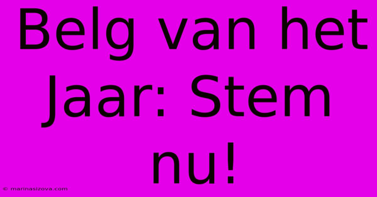 Belg Van Het Jaar: Stem Nu!