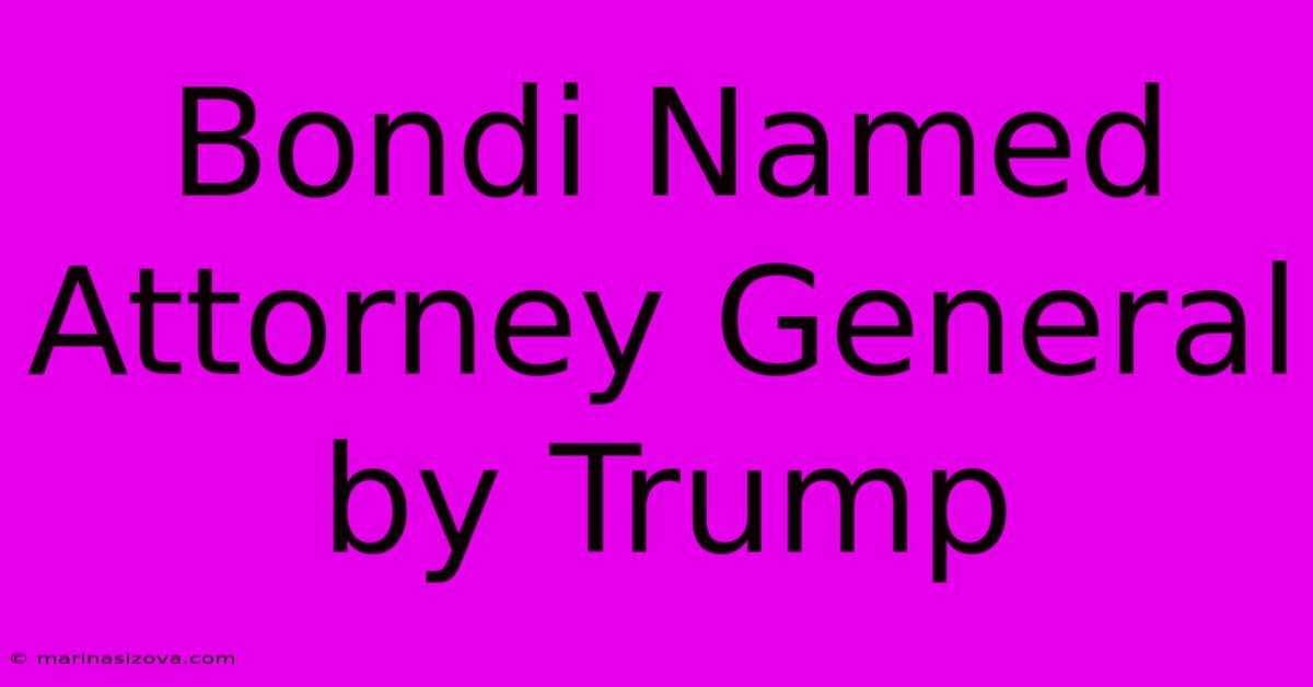 Bondi Named Attorney General By Trump