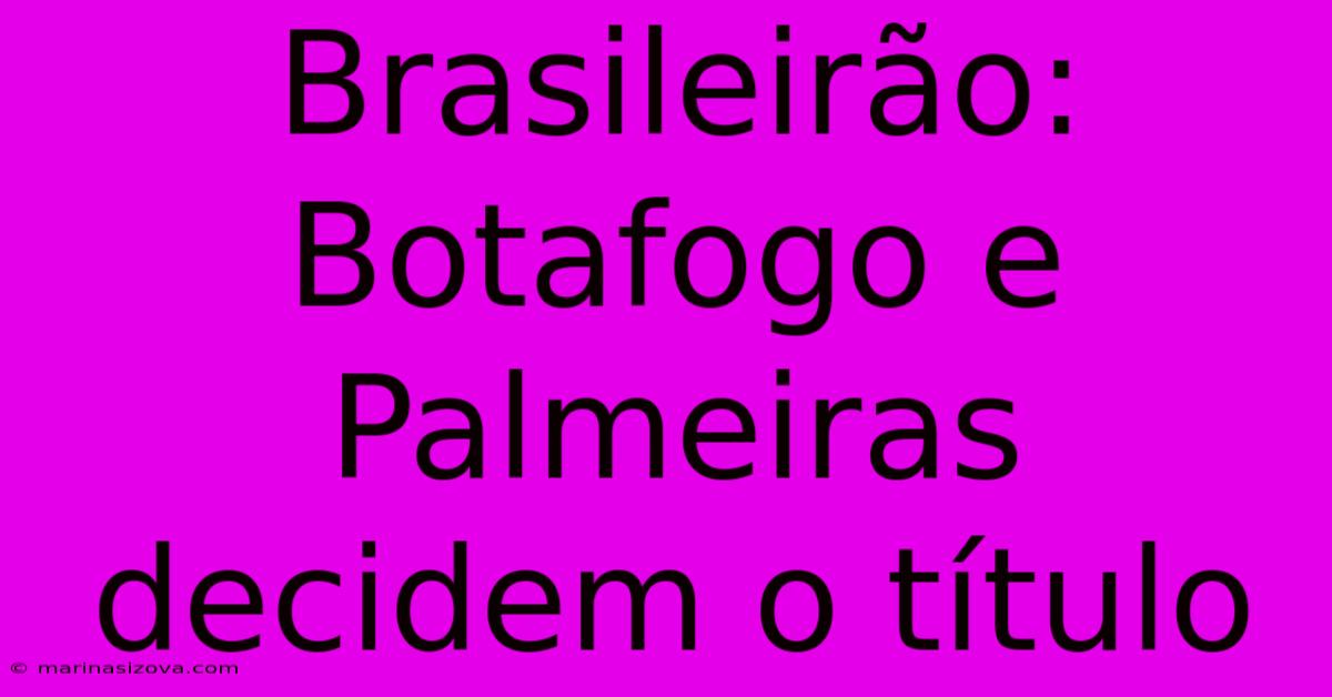 Brasileirão: Botafogo E Palmeiras Decidem O Título