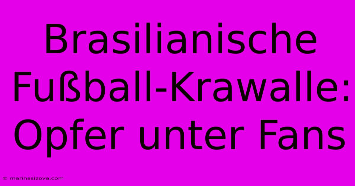 Brasilianische Fußball-Krawalle: Opfer Unter Fans