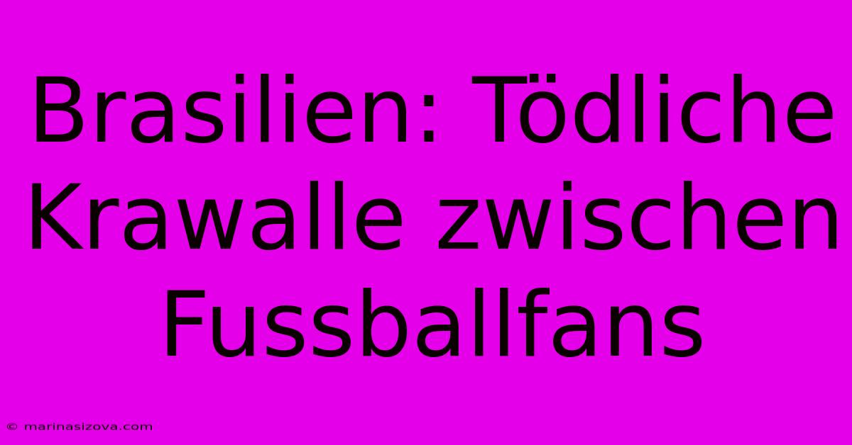 Brasilien: Tödliche Krawalle Zwischen Fussballfans 