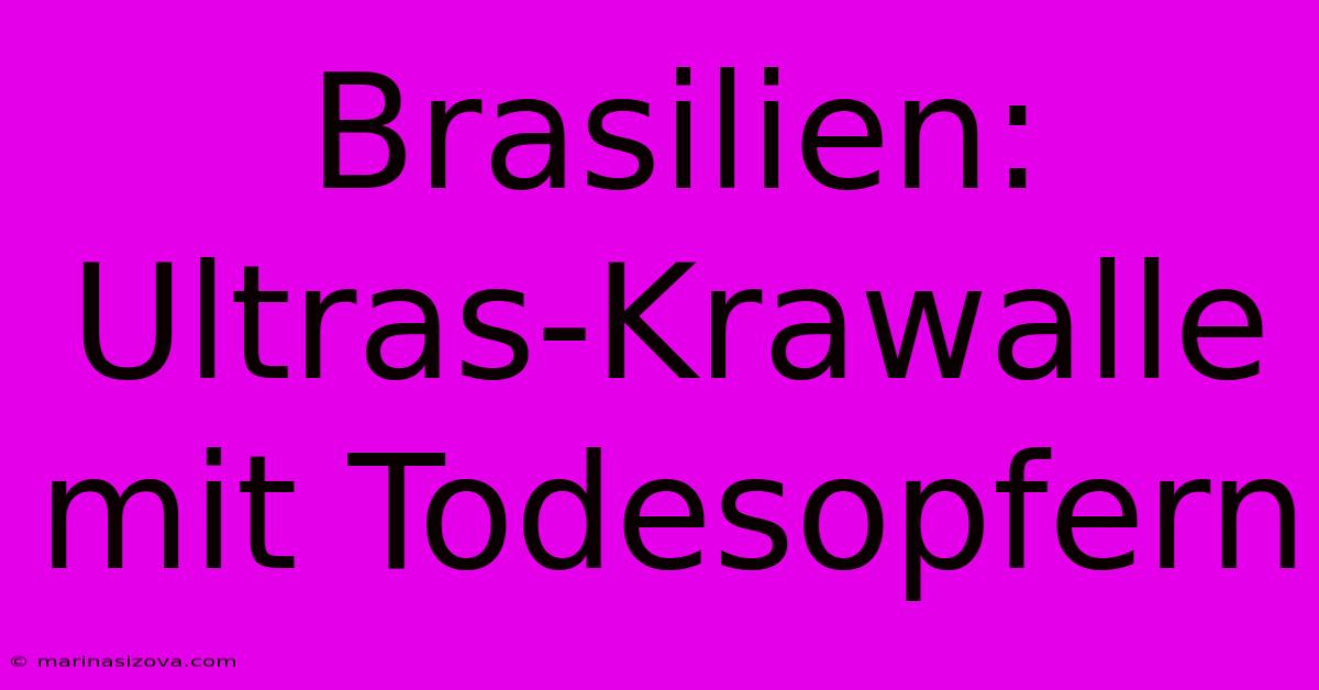 Brasilien: Ultras-Krawalle Mit Todesopfern