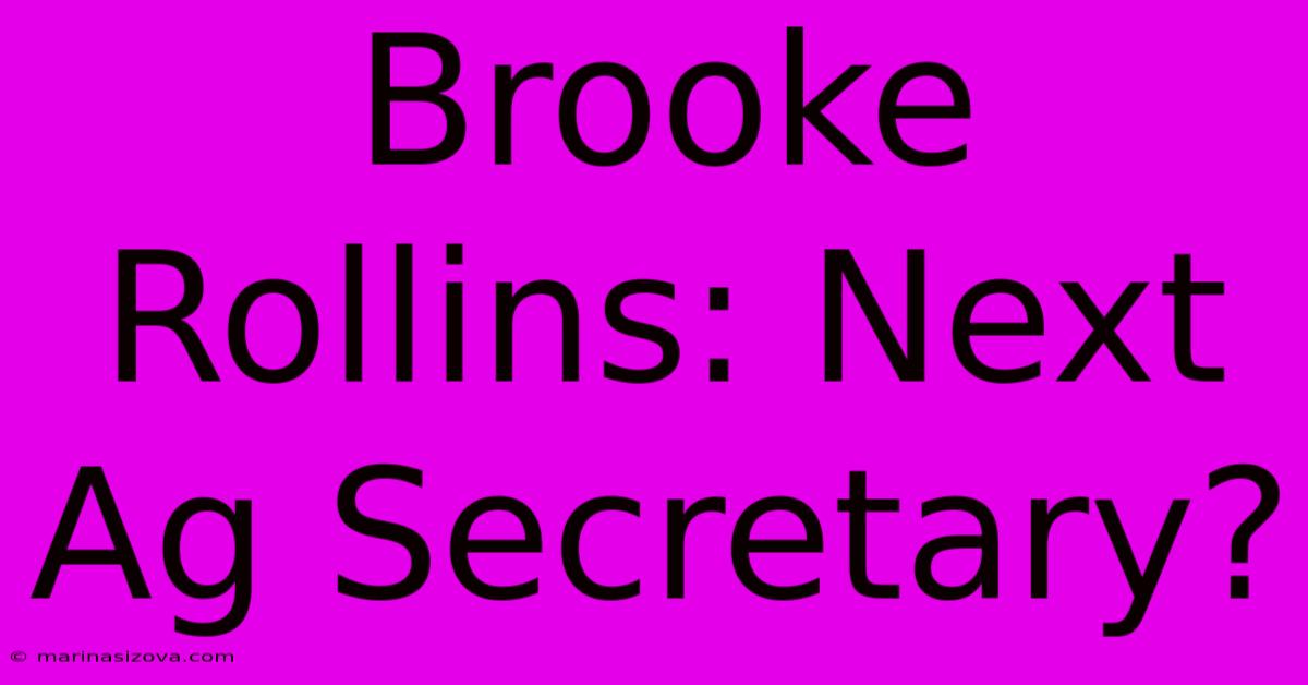 Brooke Rollins: Next Ag Secretary?