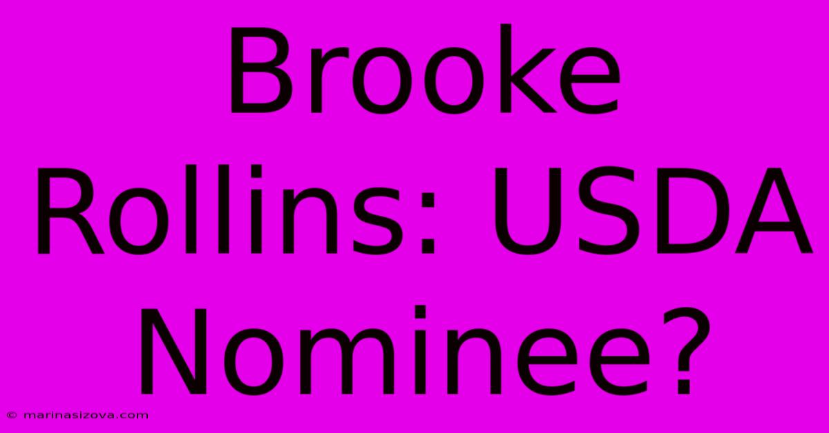 Brooke Rollins: USDA Nominee?