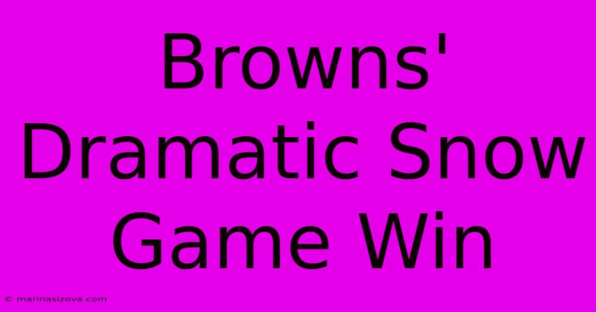 Browns' Dramatic Snow Game Win