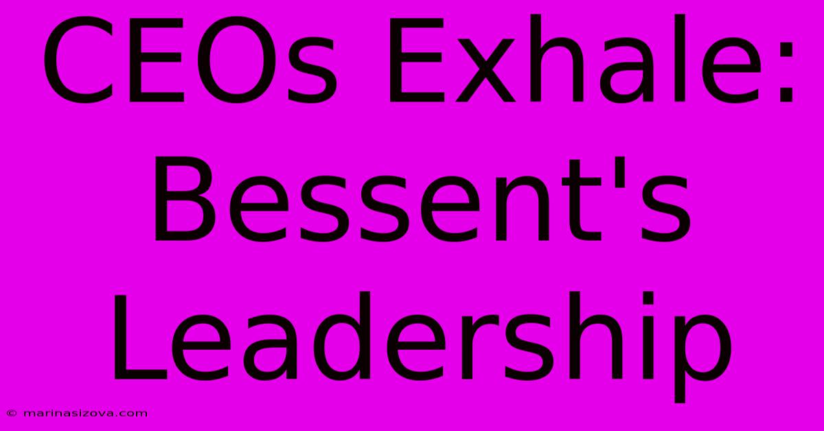 CEOs Exhale: Bessent's Leadership