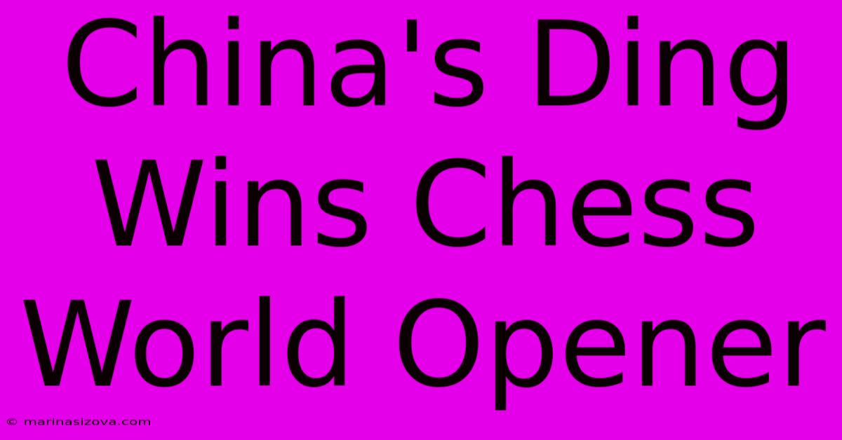 China's Ding Wins Chess World Opener