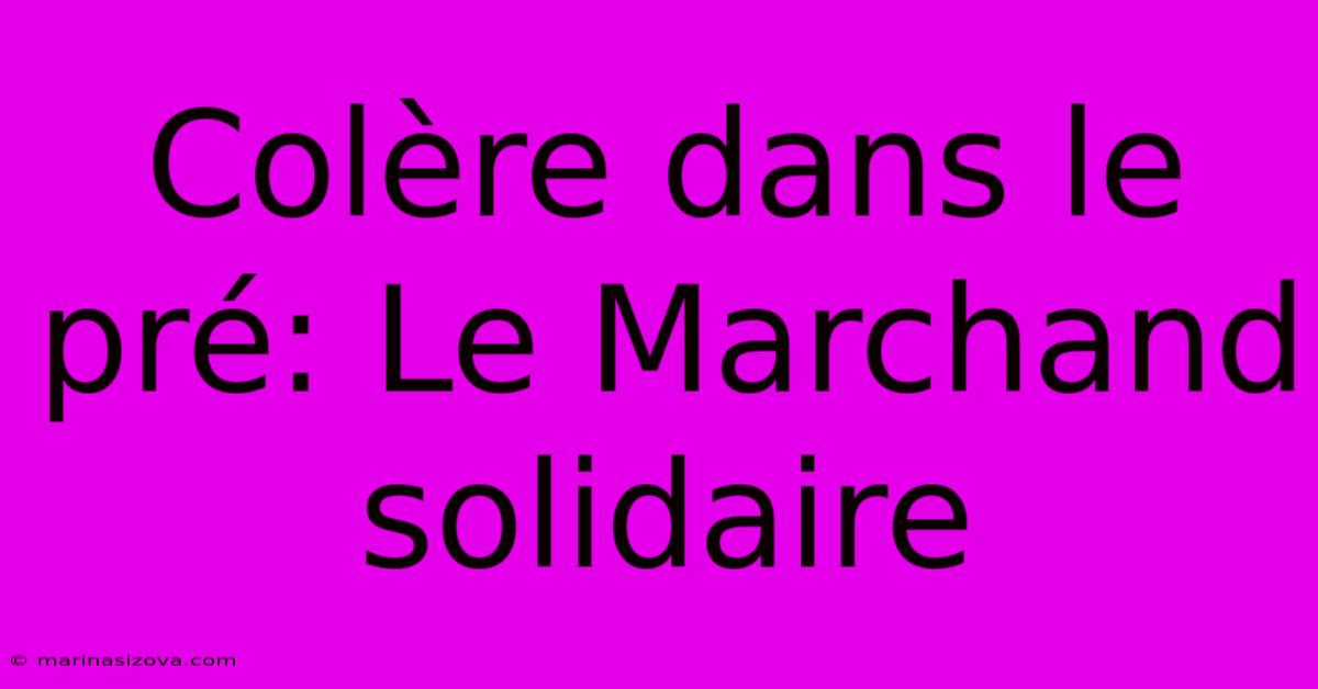 Colère Dans Le Pré: Le Marchand Solidaire