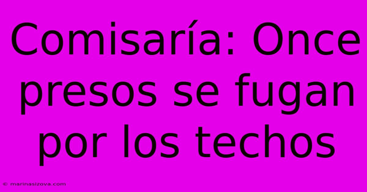 Comisaría: Once Presos Se Fugan Por Los Techos