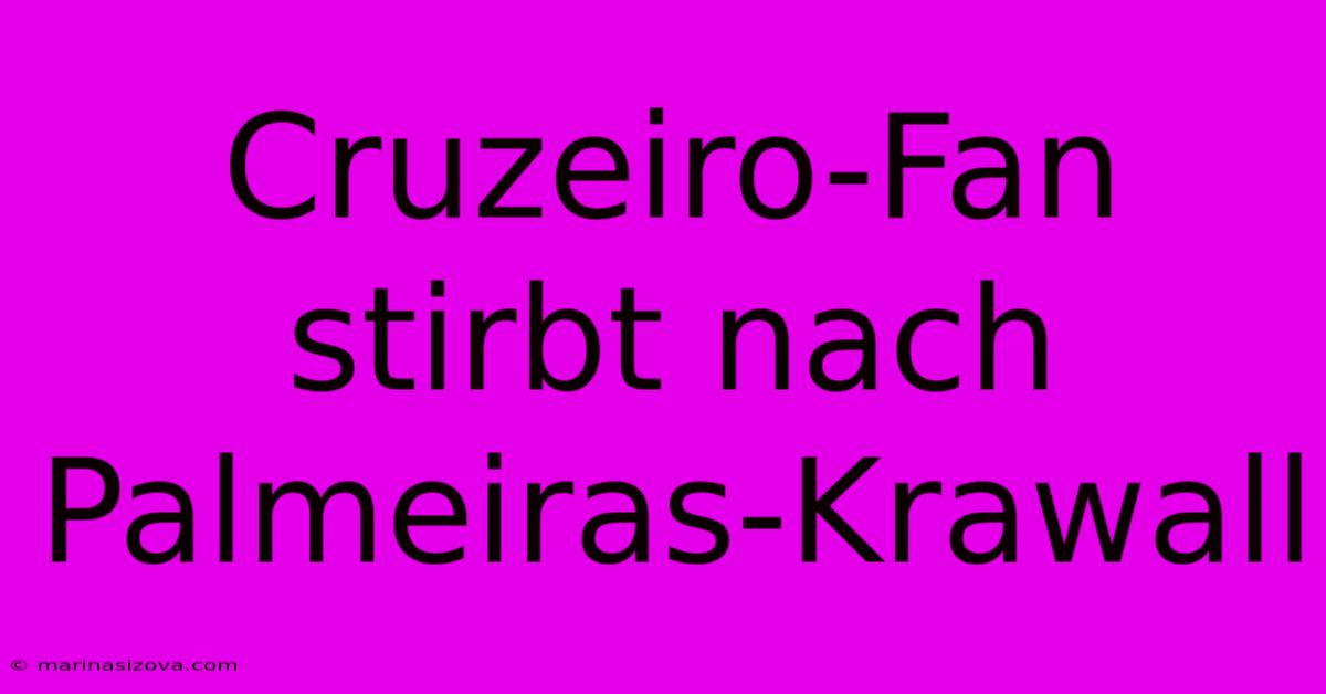 Cruzeiro-Fan Stirbt Nach Palmeiras-Krawall