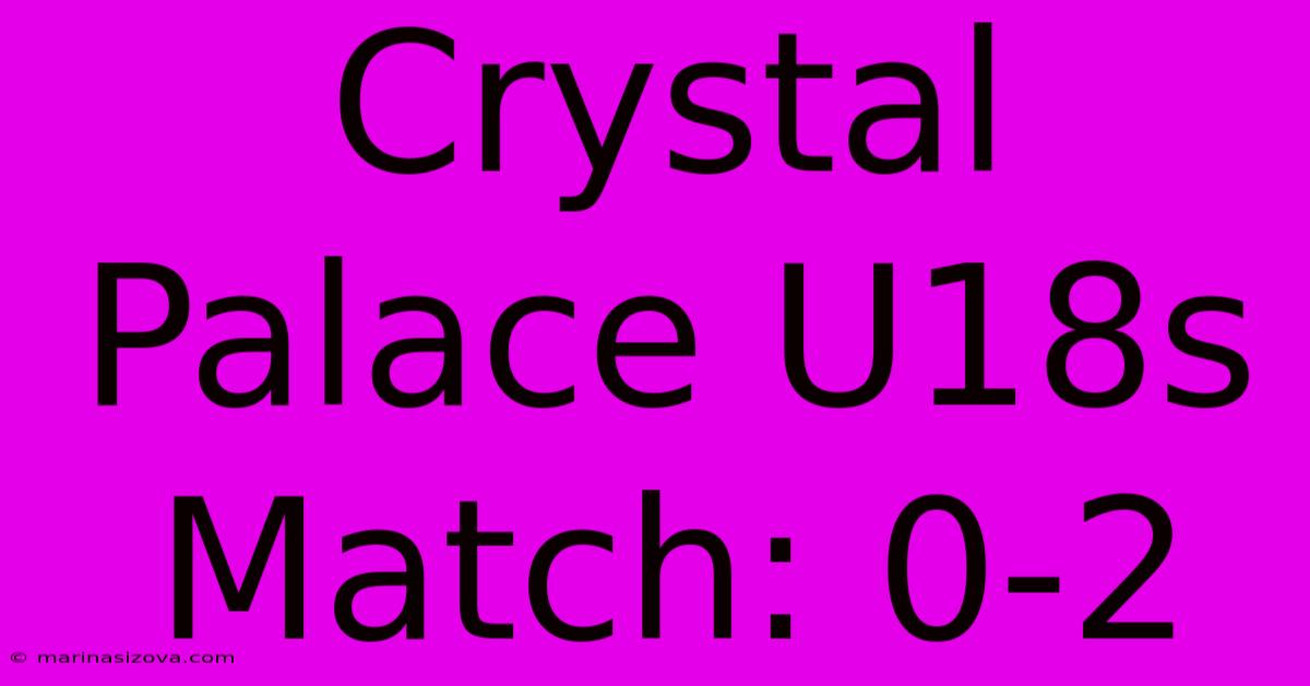 Crystal Palace U18s Match: 0-2