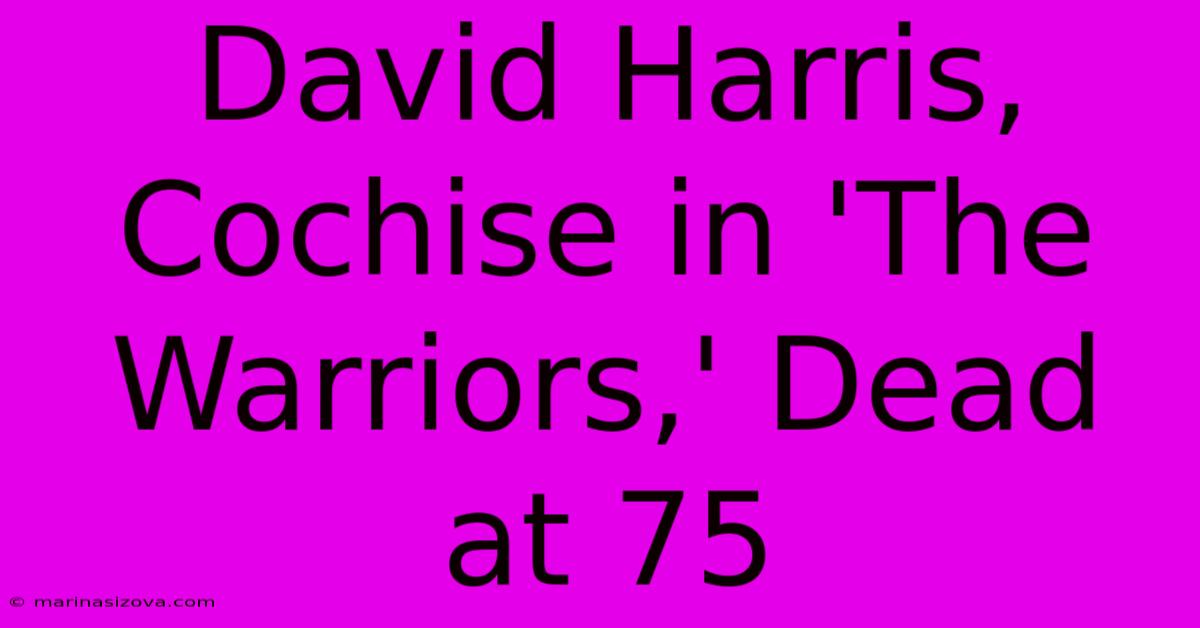 David Harris, Cochise In 'The Warriors,' Dead At 75