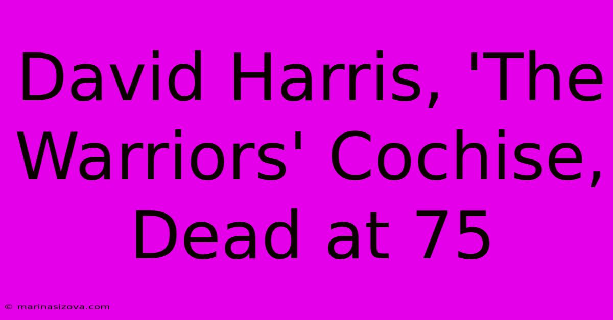 David Harris, 'The Warriors' Cochise, Dead At 75 