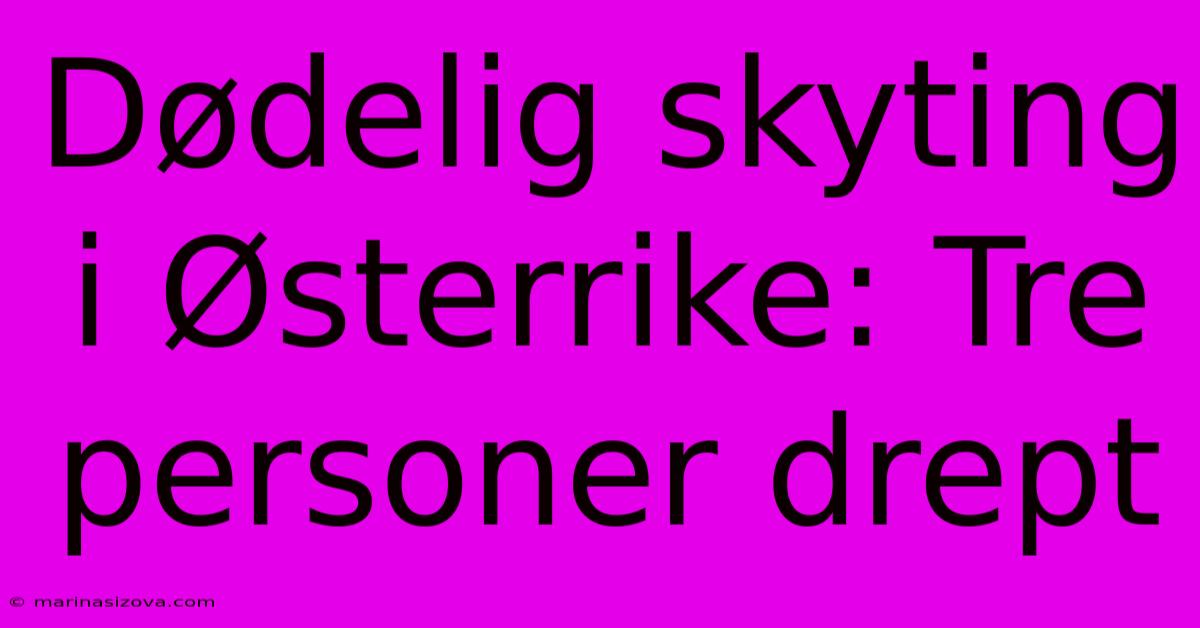 Dødelig Skyting I Østerrike: Tre Personer Drept 