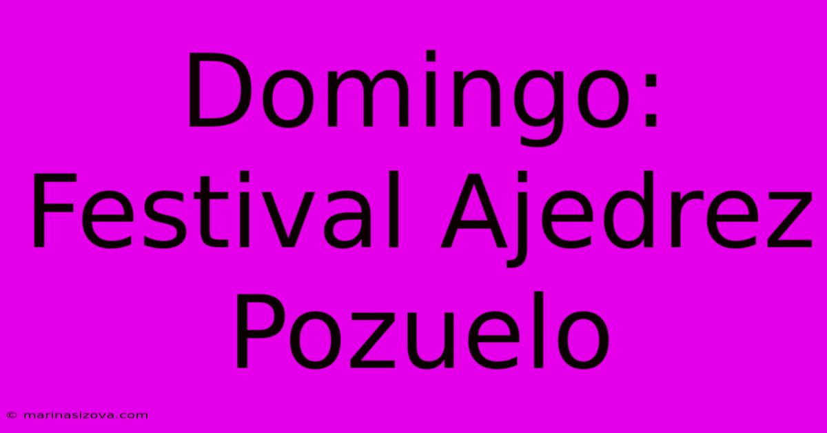 Domingo: Festival Ajedrez Pozuelo