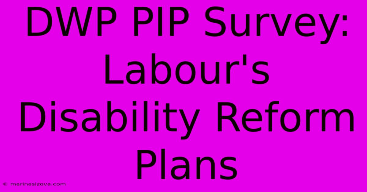 DWP PIP Survey: Labour's Disability Reform Plans