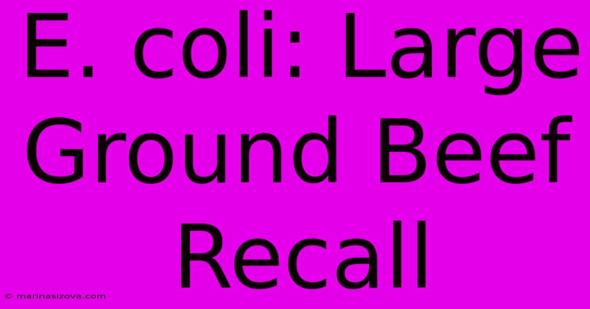 E. Coli: Large Ground Beef Recall