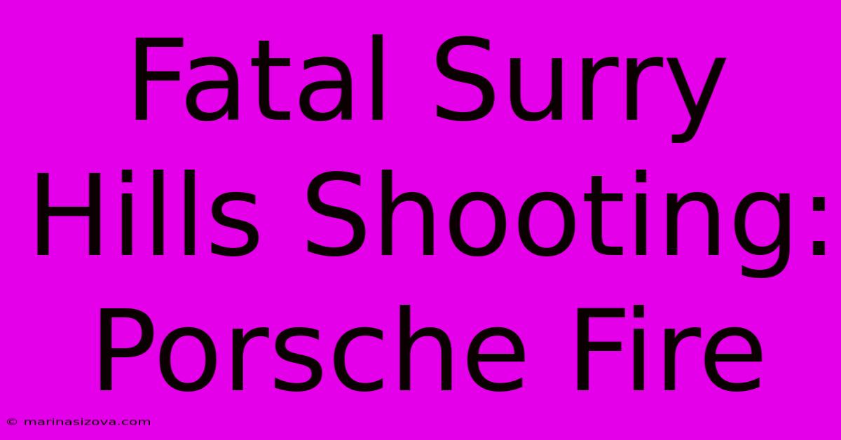 Fatal Surry Hills Shooting: Porsche Fire