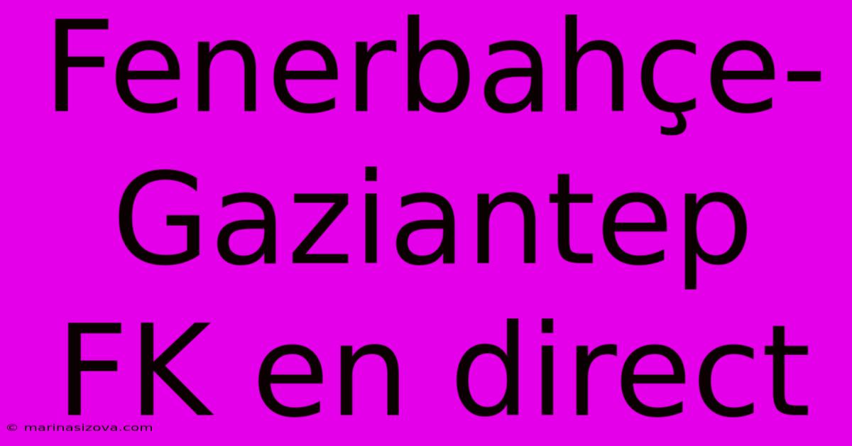 Fenerbahçe-Gaziantep FK En Direct