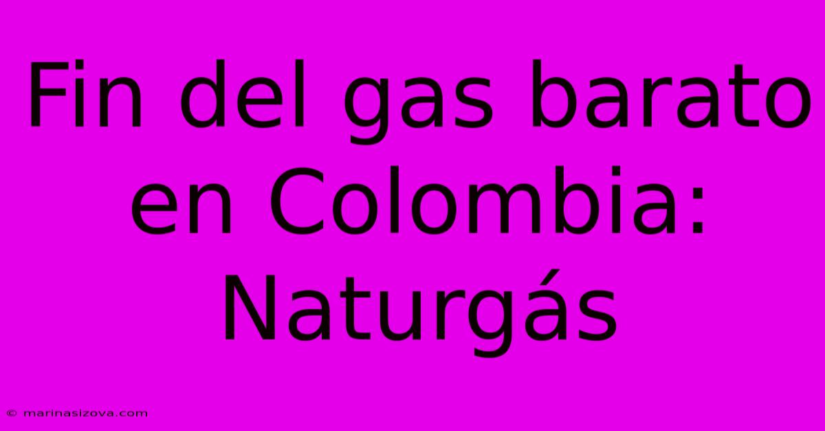 Fin Del Gas Barato En Colombia: Naturgás