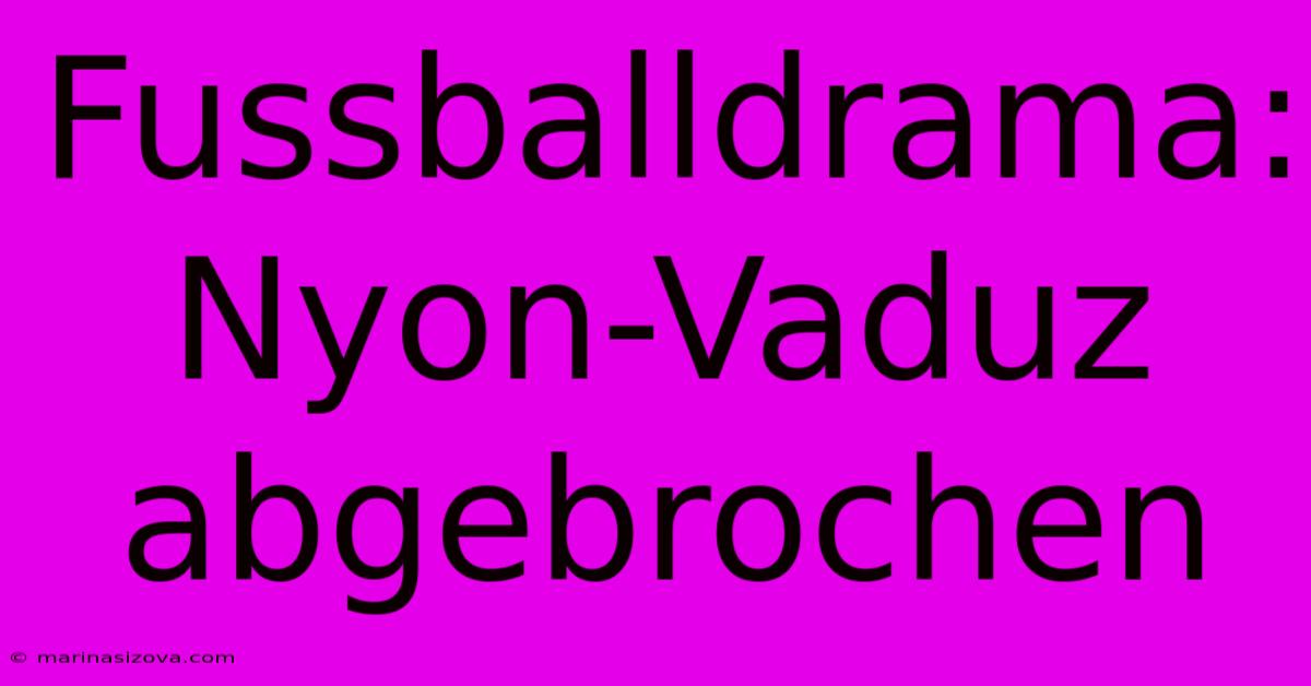 Fussballdrama: Nyon-Vaduz Abgebrochen