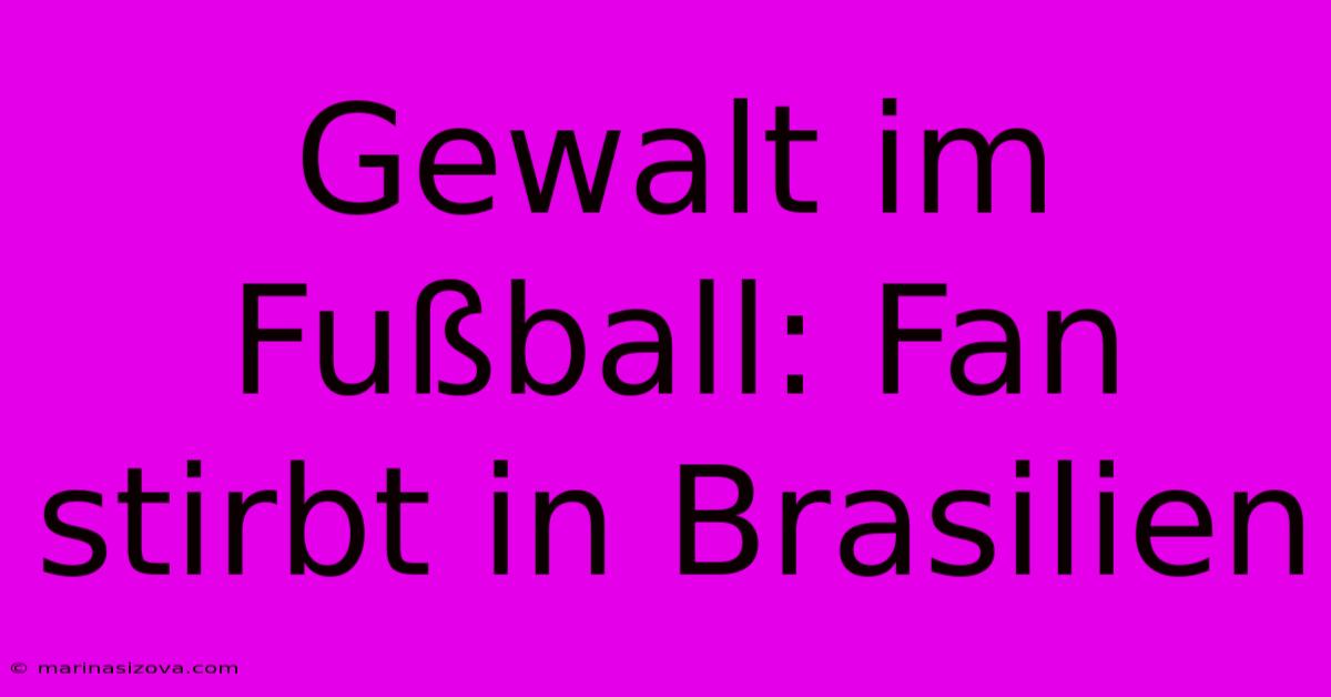 Gewalt Im Fußball: Fan Stirbt In Brasilien