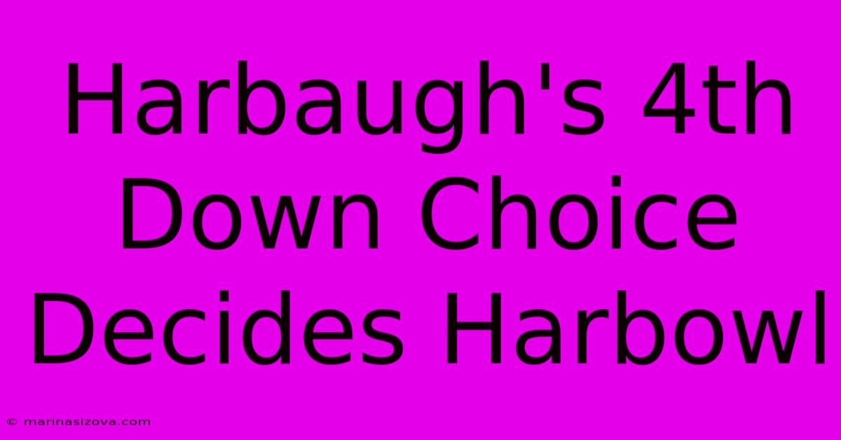 Harbaugh's 4th Down Choice Decides Harbowl