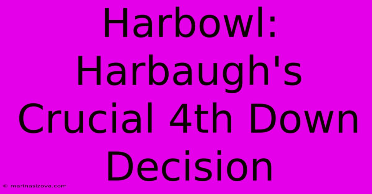 Harbowl: Harbaugh's Crucial 4th Down Decision