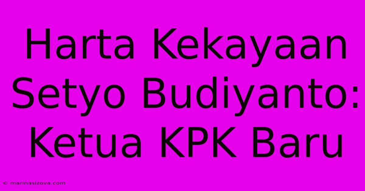 Harta Kekayaan Setyo Budiyanto: Ketua KPK Baru