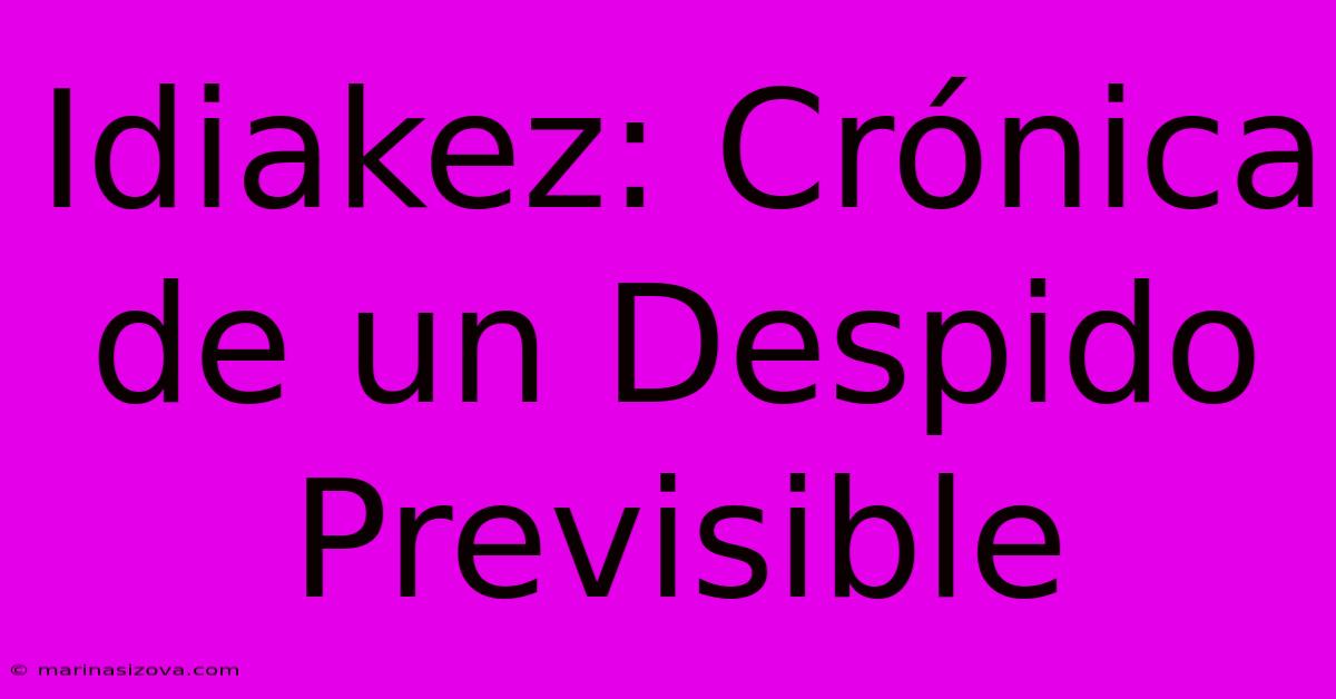 Idiakez: Crónica De Un Despido Previsible 