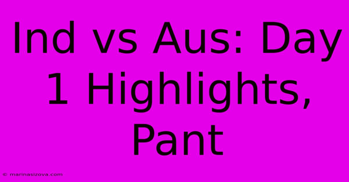 Ind Vs Aus: Day 1 Highlights, Pant