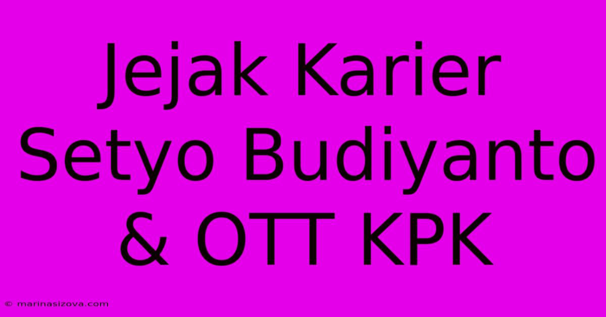 Jejak Karier Setyo Budiyanto & OTT KPK