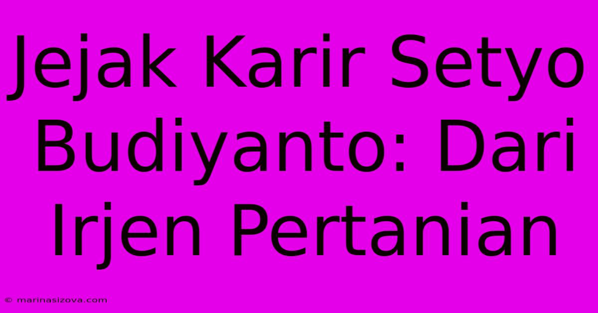 Jejak Karir Setyo Budiyanto: Dari Irjen Pertanian