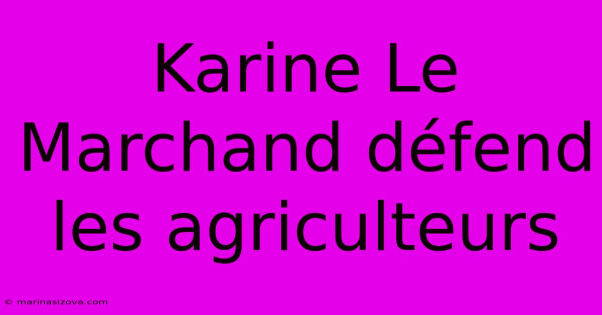 Karine Le Marchand Défend Les Agriculteurs