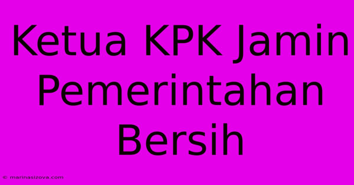 Ketua KPK Jamin Pemerintahan Bersih