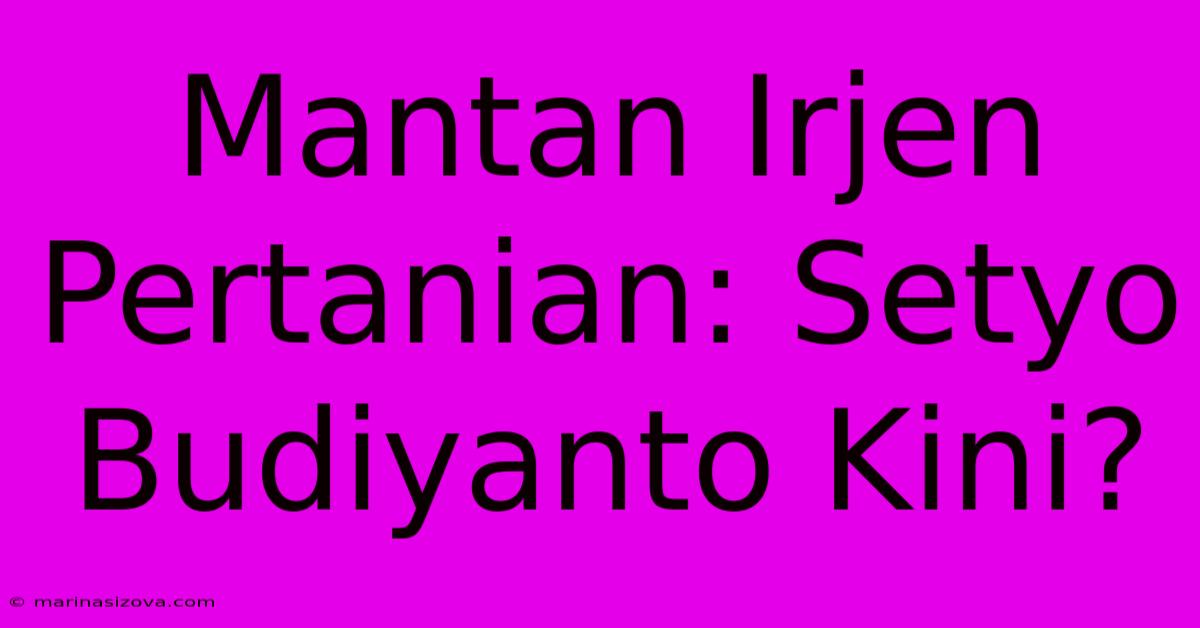 Mantan Irjen Pertanian: Setyo Budiyanto Kini?