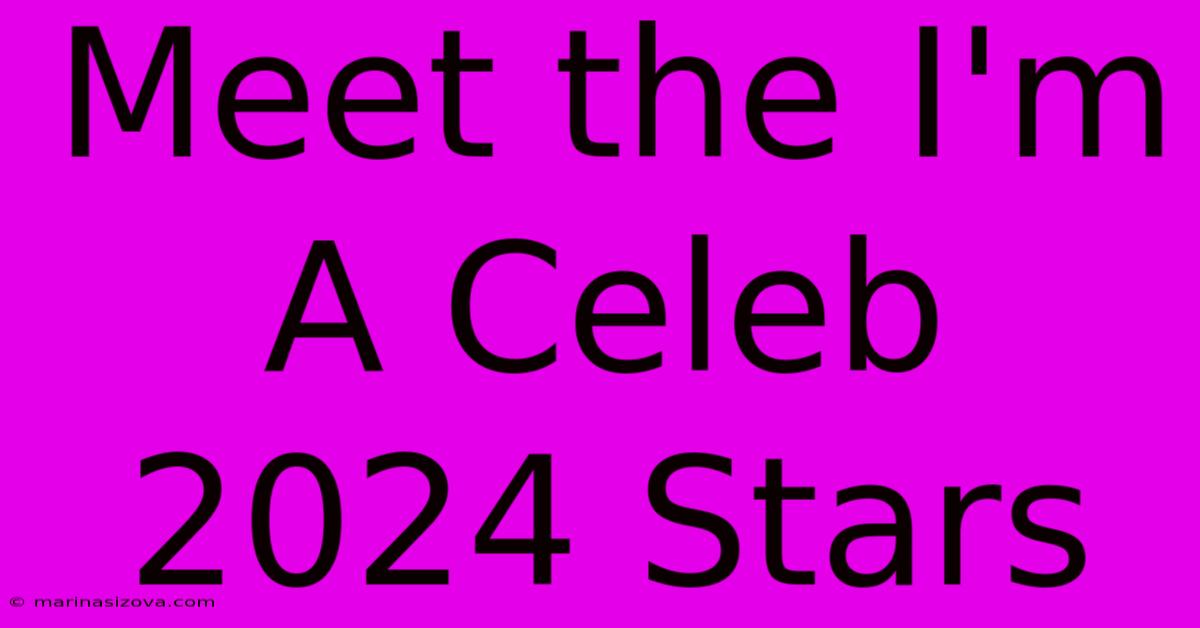 Meet The I'm A Celeb 2024 Stars