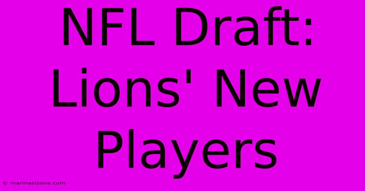 NFL Draft: Lions' New Players