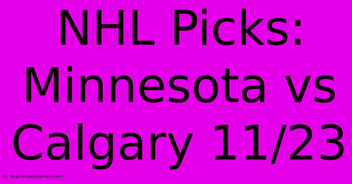 NHL Picks: Minnesota Vs Calgary 11/23