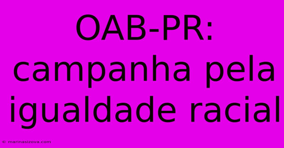 OAB-PR: Campanha Pela Igualdade Racial