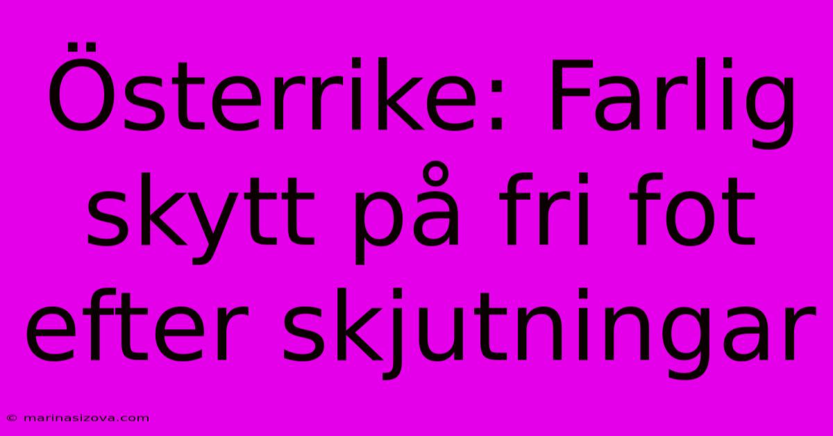 Österrike: Farlig Skytt På Fri Fot Efter Skjutningar