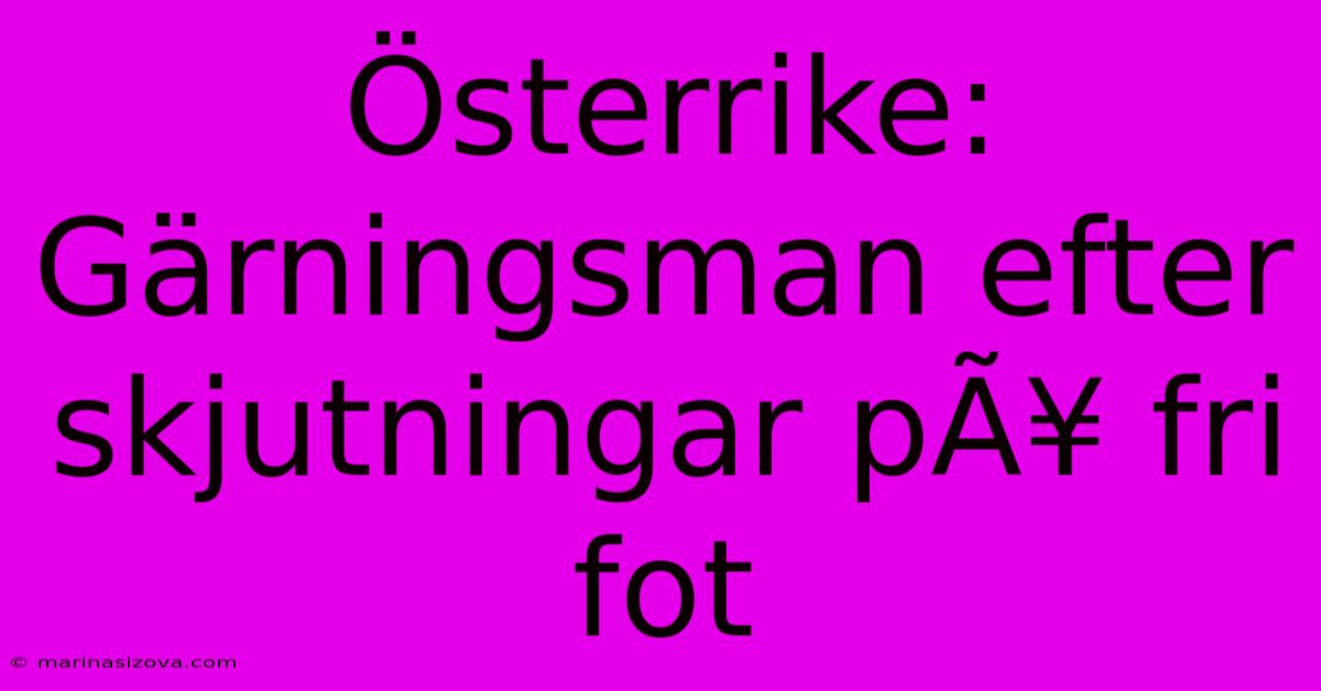 Österrike: Gärningsman Efter Skjutningar PÃ¥ Fri Fot